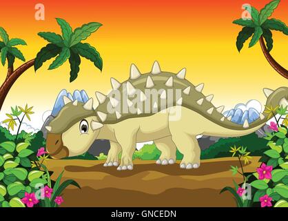 Ankylosaurus Dinosaur cartoon per il tuo design Illustrazione Vettoriale