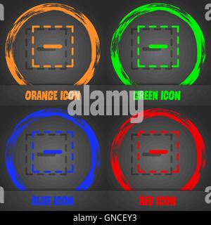 Il segno meno in un'icona quadrata. Alla moda in stile moderno. In arancione, verde, blu, rosso design. Vettore Illustrazione Vettoriale