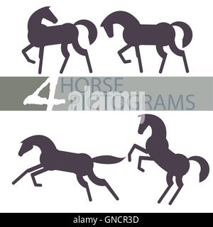 Cavallo quattro pittogrammi che può essere usato come un logo, illustrazione, elementi grafici, ecc. Illustrazione Vettoriale