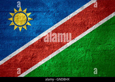 Bandiera della Namibia Namibia o banner sulla trama ruvida Foto Stock