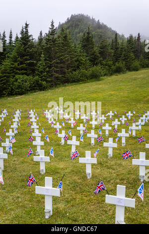 Attraversa in un cimitero di Ferryland, Terranova e Labrador, Canada. Foto Stock