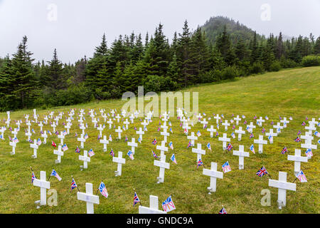 Attraversa in un cimitero di Ferryland, Terranova e Labrador, Canada. Foto Stock