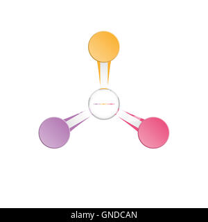 Infografico colorato modello a forma di petali di fiori per tre posizioni, passaggi e area di testo Foto Stock