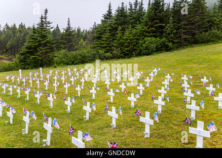 Attraversa in un cimitero di Ferryland, Terranova e Labrador, Canada. Foto Stock