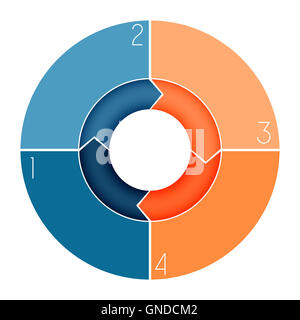 Modello di anello infografico grafico area di testo numerati per a quattro posizioni Foto Stock