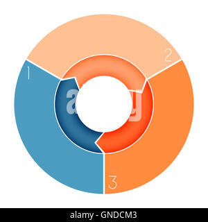 Modello di anello infografico grafico area di testo numerati per a tre posizioni Foto Stock