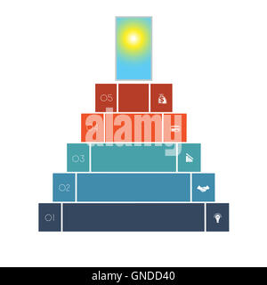 Infographics per il successo delle aziende startup, modello di cinque posizioni, possibile utilizzare per il flusso di lavoro, banner, diagramma, web design Foto Stock