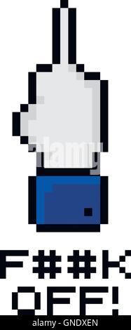 Tema di pixel mano segno gesto Illustrazione Vettoriale