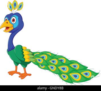 Carino Peacock cartoon Illustrazione Vettoriale