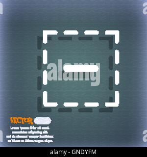 Il segno meno in un'icona quadrata. Sul blu-verde sfondo astratto con ombra e lo spazio per il tuo testo. Vettore Illustrazione Vettoriale