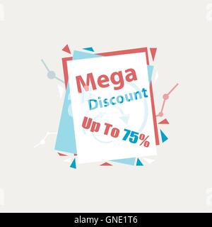 Vettore. Mega Discount. Adesivo di sconto. Offerta adesivo. Etichetta di sconto. Sconto speciale etichetta. Vendita di segno. Elemento di sconto temp Illustrazione Vettoriale