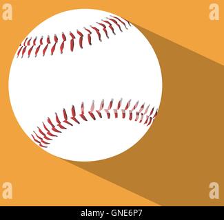 Un nuovo white baseball con impunture rosse su uno sfondo di sabbia con un'area d'ombra Illustrazione Vettoriale