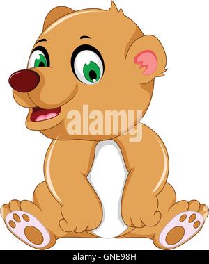 Orso simpatico cartoon seduta Illustrazione Vettoriale