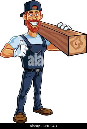 Carpenter mascotte cartoon Vector Illustrazione Vettoriale