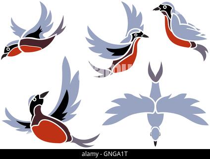 Uccelli in volo le icone Illustrazione Vettoriale