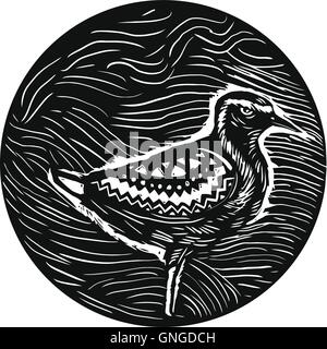 Golden Plover cerchio permanente di Arte Tribale Illustrazione Vettoriale