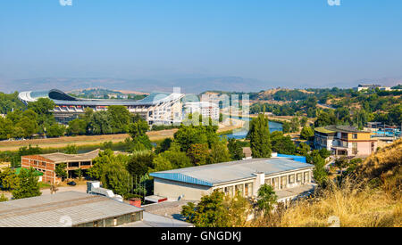 Vista di Skopje con fiume Vardar - Macedonia Foto Stock