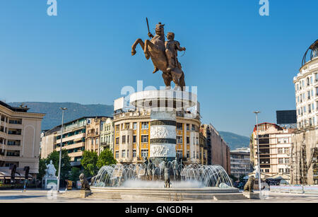 Alessandro il Grande monumento a Skopje - Macedonia Foto Stock