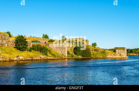 Pareti di Suomenlinna, una fortezza sul mare a Helsinki in Finlandia Foto Stock