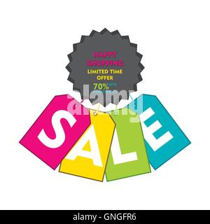 Creative felice sconto commerciale vendita banner vettore di design Illustrazione Vettoriale