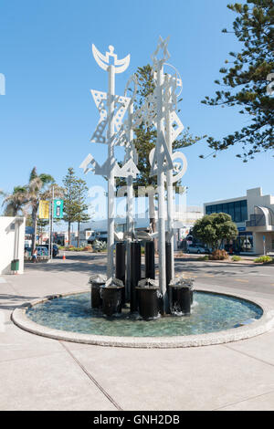 La fontana di Marine Parade in Art Deco città di Napier in Nuova Zelanda Foto Stock