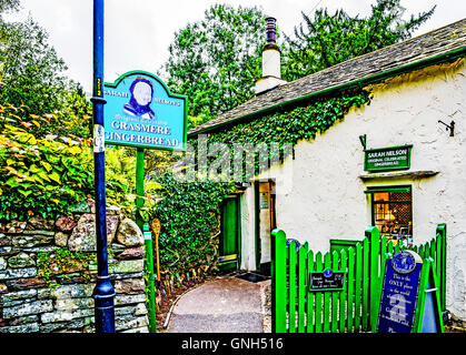 Grasmere: Sarah Nelson's Pan di zenzero shop, Cumbria, England, Regno Unito, Gran Bretagna; Lebkuchenladen in Grasmere Foto Stock