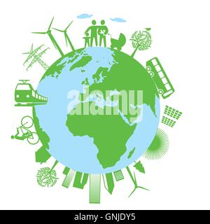 Ecologia mondo verde Illustrazione Vettoriale