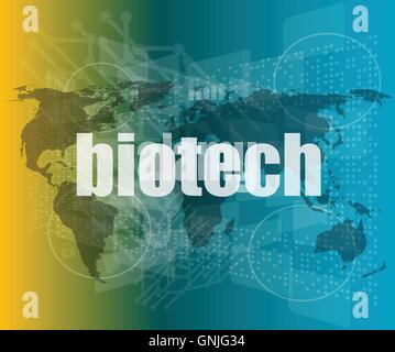 Parola biotech su schermo tattile digitale vettore di fondo virgolette con linea sottile discorso bolla. concetto di citazione, info Illustrazione Vettoriale
