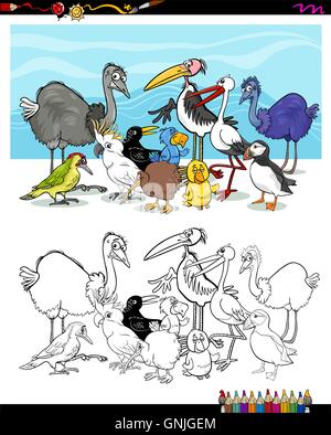 Cartoon uccelli per la colorazione Illustrazione Vettoriale