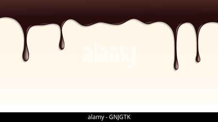 Cioccolato fondente fuso gocciolamento su sfondo bianco. Illustrazione Vettoriale