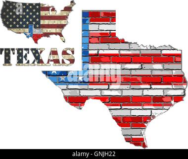 Stati Uniti d'America stato del Texas su un muro di mattoni Illustrazione Vettoriale