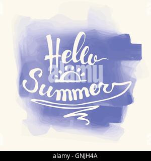 Acquerelli di cocomeri e lettering ciao estate Illustrazione Vettoriale