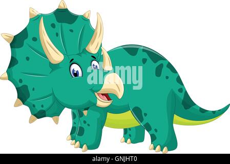 Carino Triceratops cartoon in posa Illustrazione Vettoriale