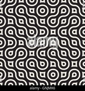 Vector Seamless in bianco e nero irregolari linee arrotondate Pattern Illustrazione Vettoriale