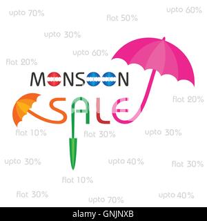 Grande vendita di monsone banner per diversi tipi di sconti in vettore di stock