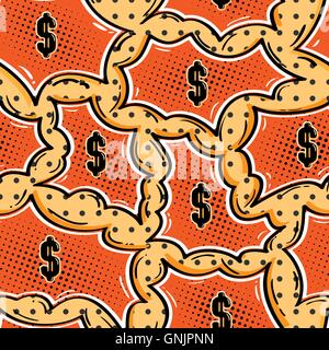 Fumetto seamless pattern con il dollaro Illustrazione Vettoriale