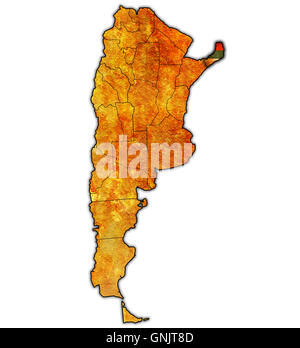 Regione di misiones con bandiera sulla mappa di divisioni amministrative di argentina Foto Stock