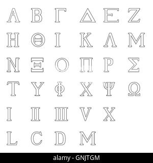 Alfabeto greco isolato Illustrazione Vettoriale