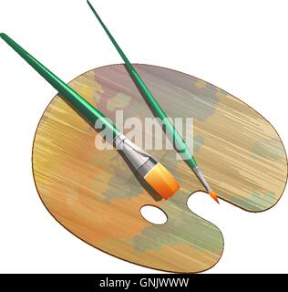 Arte tavolozza e pennelli. Illustrazione Vettoriale Illustrazione Vettoriale