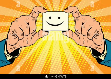 Gioia Smiley face in mani Illustrazione Vettoriale