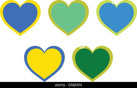 Cuore di San Valentino il set di simboli isolati su bianco. illustrazione vettoriale Illustrazione Vettoriale