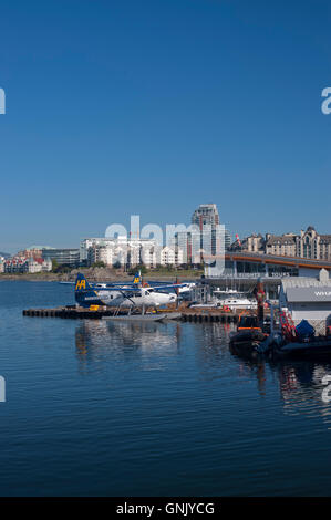 Float Plane base a Victoria's Inner Harbour, Victoria, British Columbia, Canada. Foto Stock