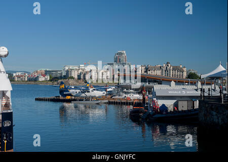 Float Plane base a Victoria's Inner Harbour, Victoria, British Columbia, Canada. Foto Stock