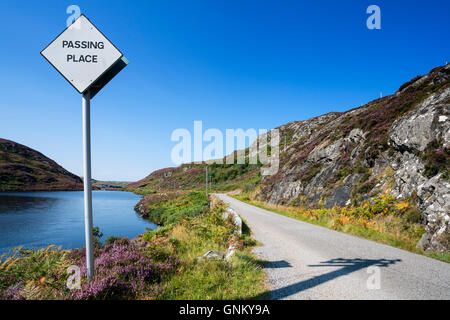 Remote autostrada B869 parte della costa del Nord 500 itinerario turistico, nella regione delle Highlands in estate, Scotland, Regno Unito Foto Stock