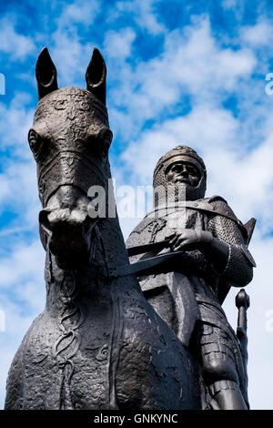 Statua di Re Robert the Bruce a Bannockburn Heritage Centre a Stirling, Stirlingshire, Scotland, Regno Unito Foto Stock