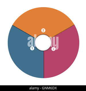 Colorate a forma di petali di fiori intorno al cerchio. Infografico modello 3 posizione. Grafico a torta Foto Stock