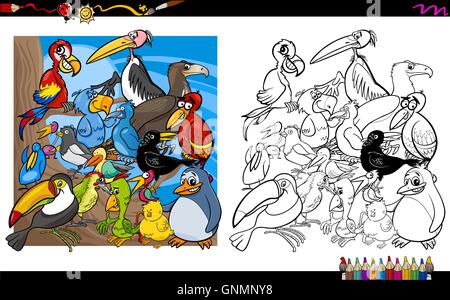 Caratteri di uccello libro da colorare Illustrazione Vettoriale