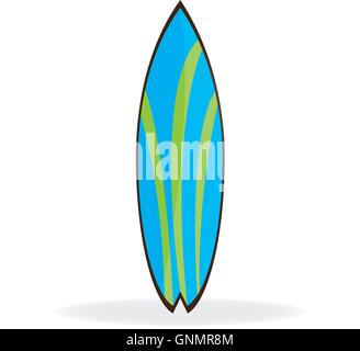 Isolato con la tavola da surf con una texture a strisce su sfondo bianco Illustrazione Vettoriale