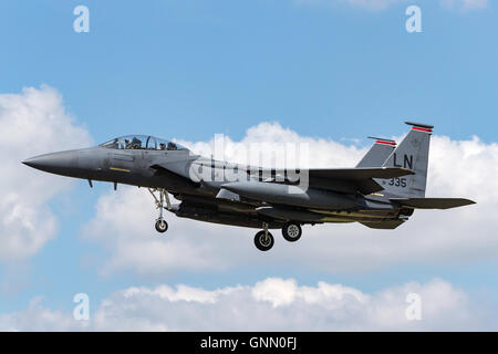 United States Air Force (USAF) McDonnell Douglas F-15E Strike Eagle 91-0335 da RAF Lakenheath. Foto Stock