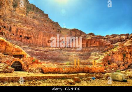 Antico Teatro romano in Petra Foto Stock